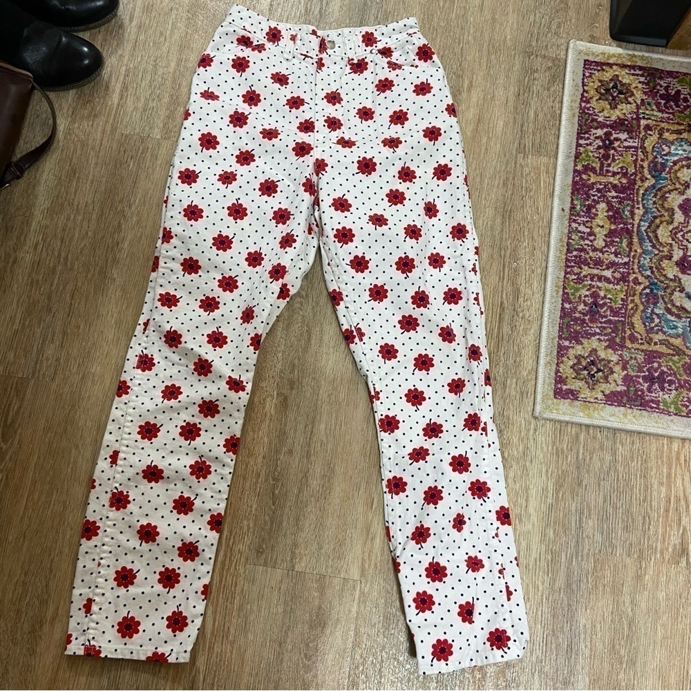 Wrangler Flower Print Jeans Vintage Size 13/14 Slim Slim